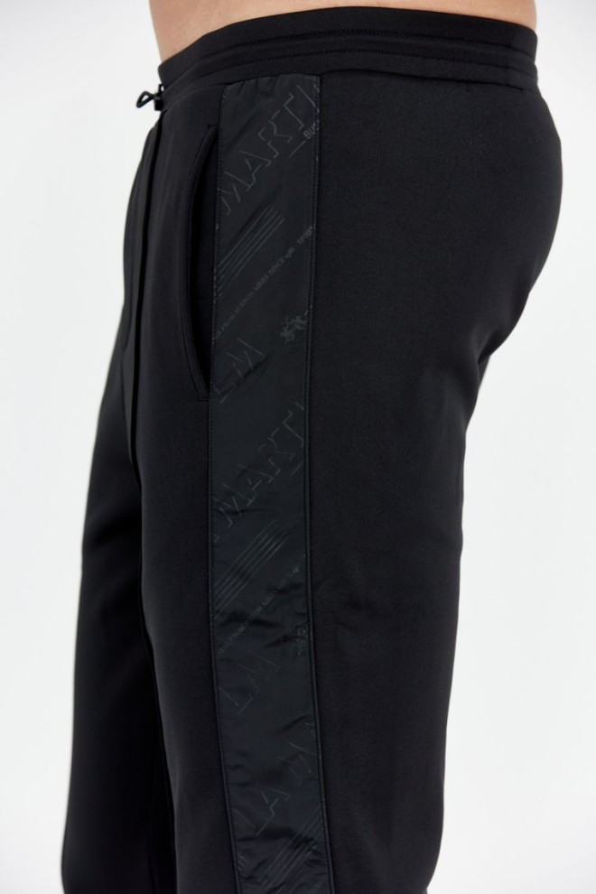 LA MARTINA Black sweatpants with stripes