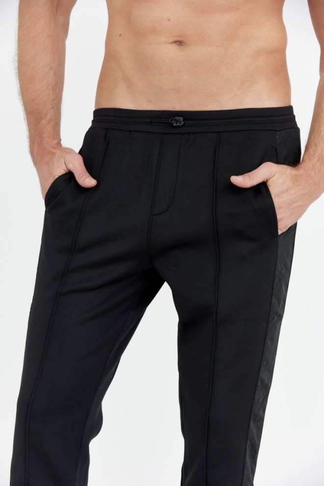 LA MARTINA Pantaloni de trening negri pentru bărbați cu bordură