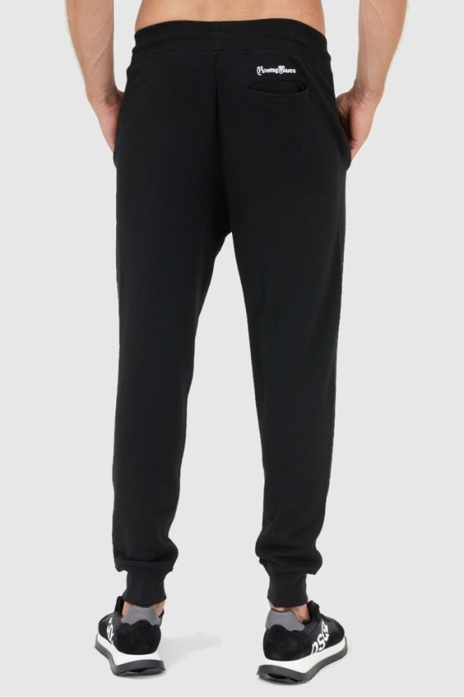 LA MARTINA Black sweatpants with embroidered logo