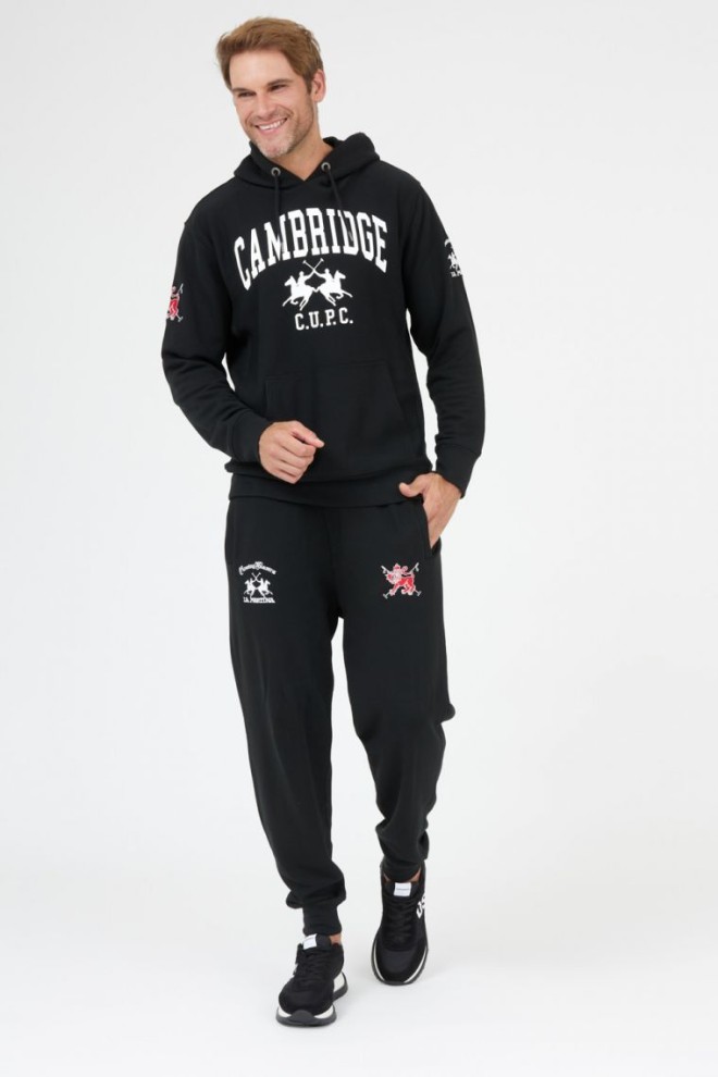 LA MARTINA Black sweatpants with embroidered logo