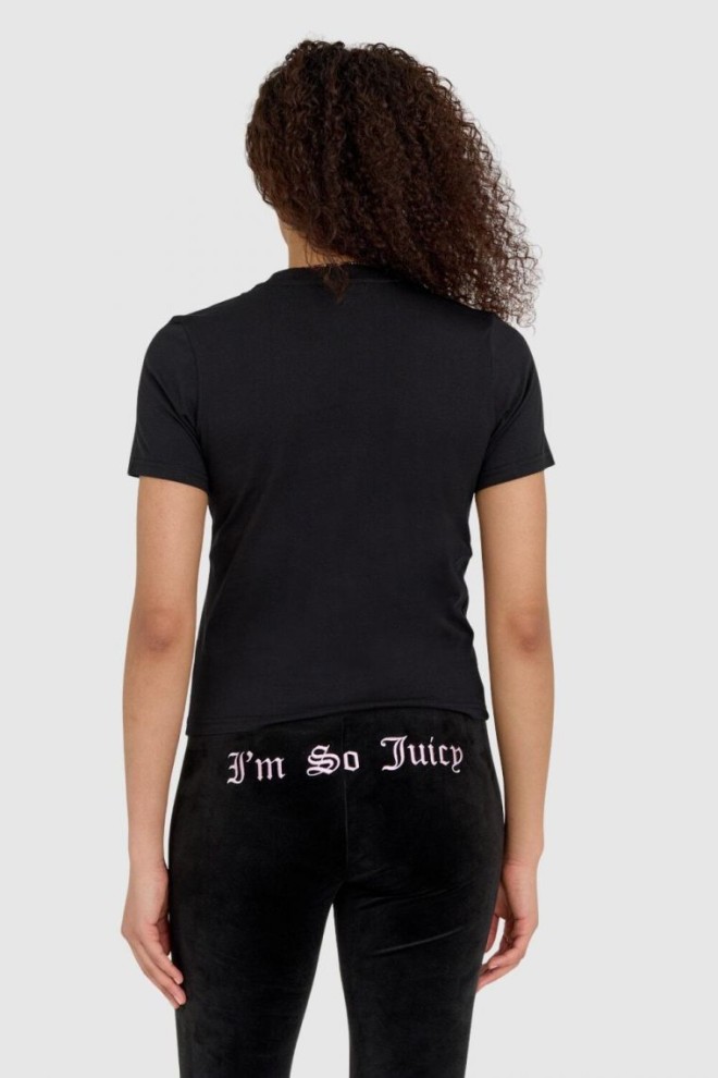 JUICY COUTURE Tricou negru pentru femei cu logo diamant