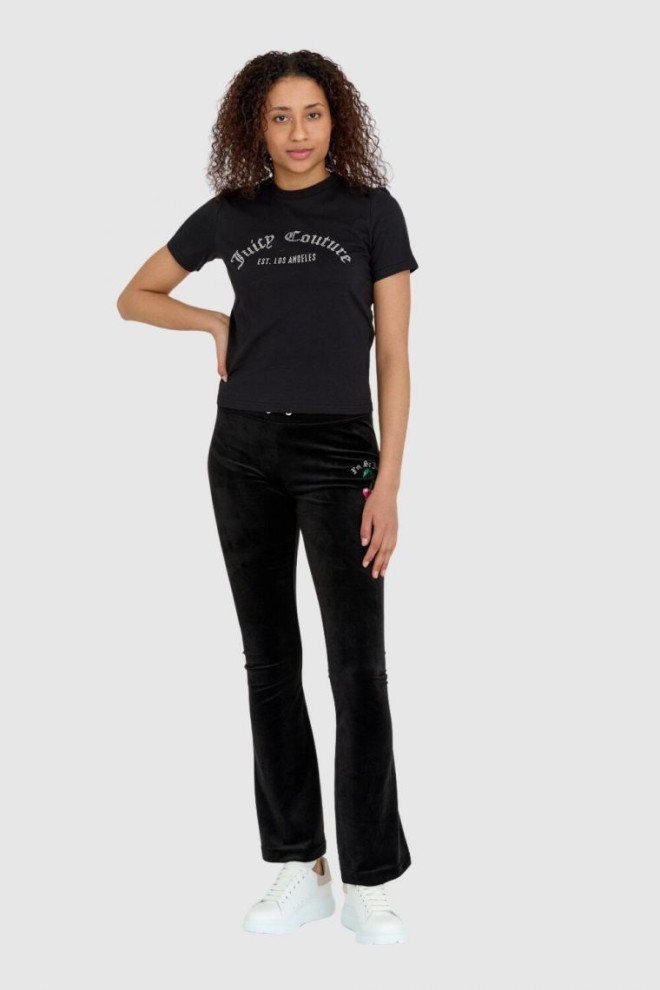 JUICY COUTURE Black women's t-shirt with diamond logo