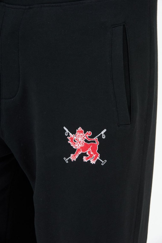 LA MARTINA Black sweatpants with embroidered logo