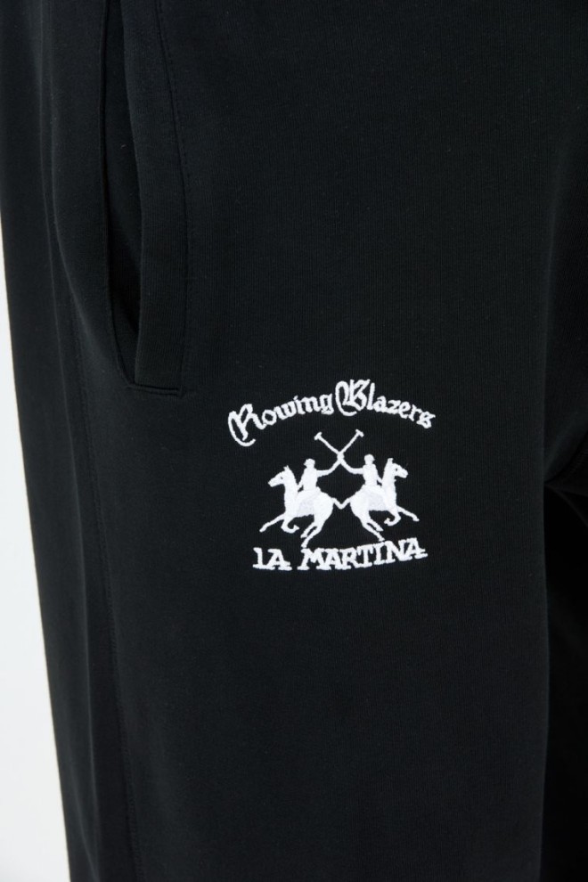 LA MARTINA Black sweatpants with embroidered logo