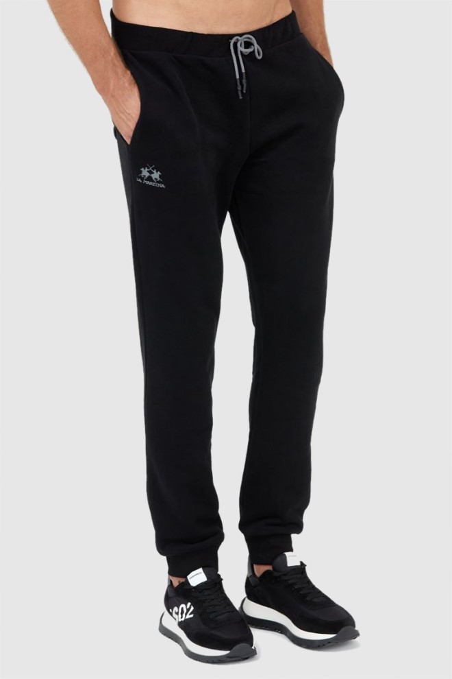 LA MARTINA Black sweatpants with grey logo