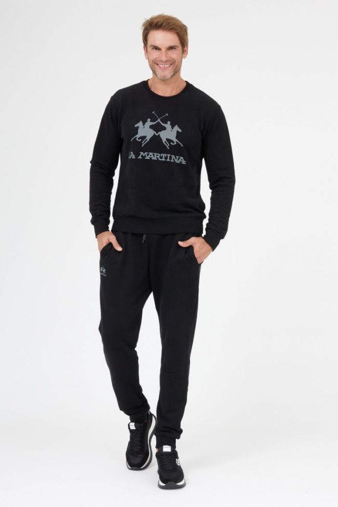 LA MARTINA Black sweatpants with grey logo