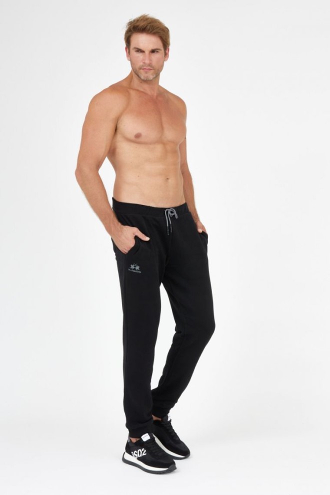 LA MARTINA Black sweatpants with grey logo