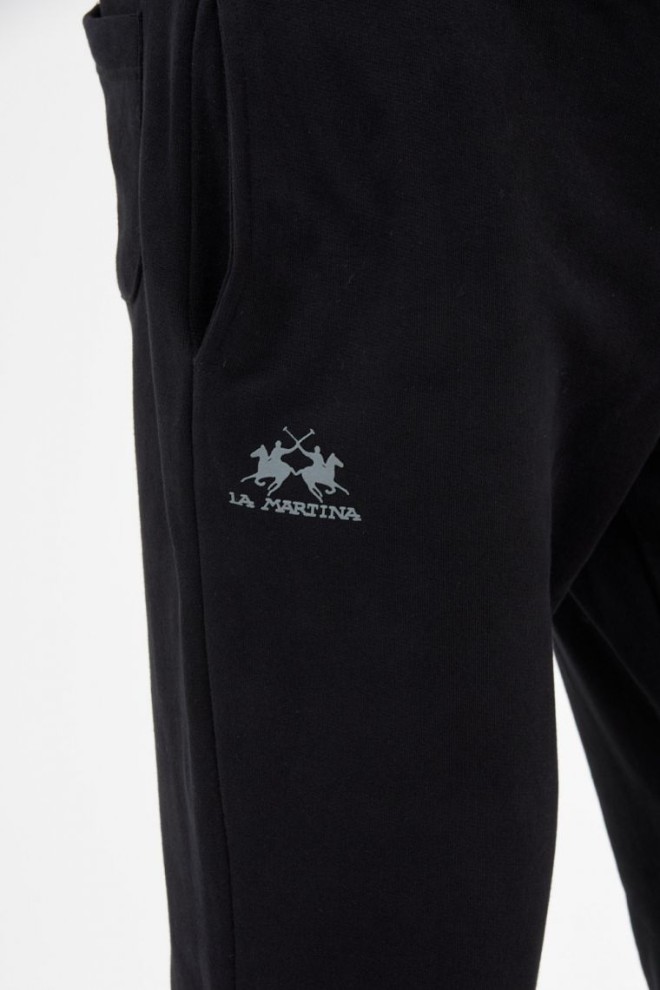 LA MARTINA Black sweatpants with grey logo