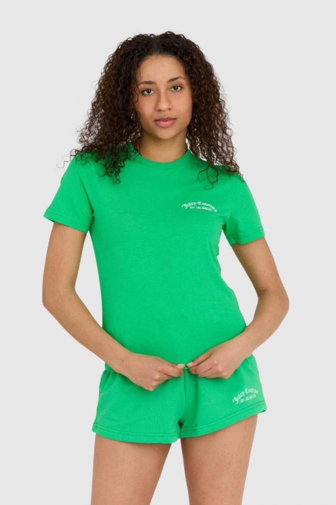 Tricoul reciclat pentru femei JUICY COUTURE verde haylee cu logo brodat