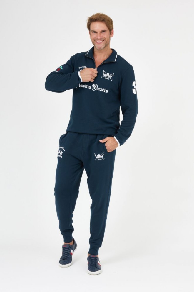 LA MARTINA Navy blue sweatpants with embroidered logo