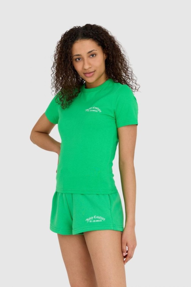 Tricoul reciclat pentru femei JUICY COUTURE verde haylee cu logo brodat