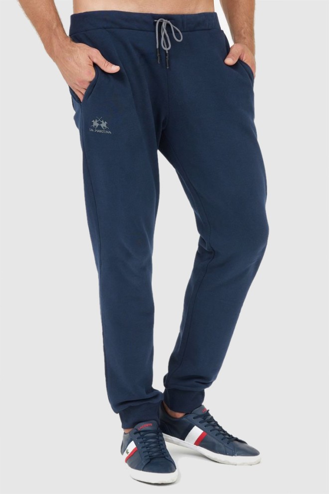 LA MARTINA Navy blue sweatpants with gray logo