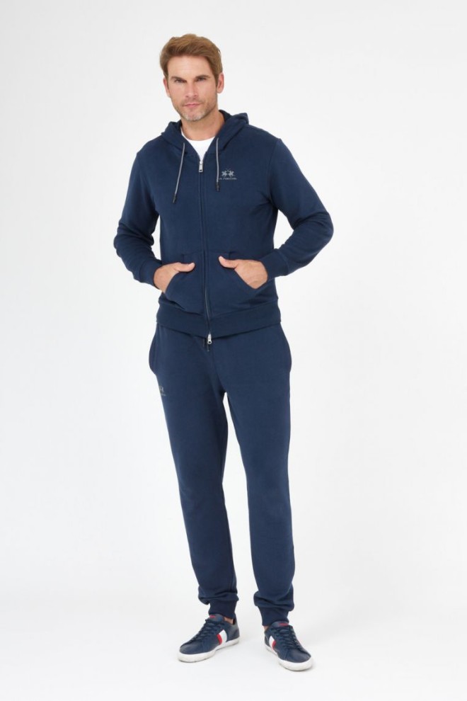 LA MARTINA Navy blue sweatpants with gray logo