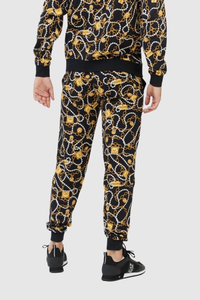 Pantaloni de trening pentru bărbați MOSCHINO cu lanțuri aurii