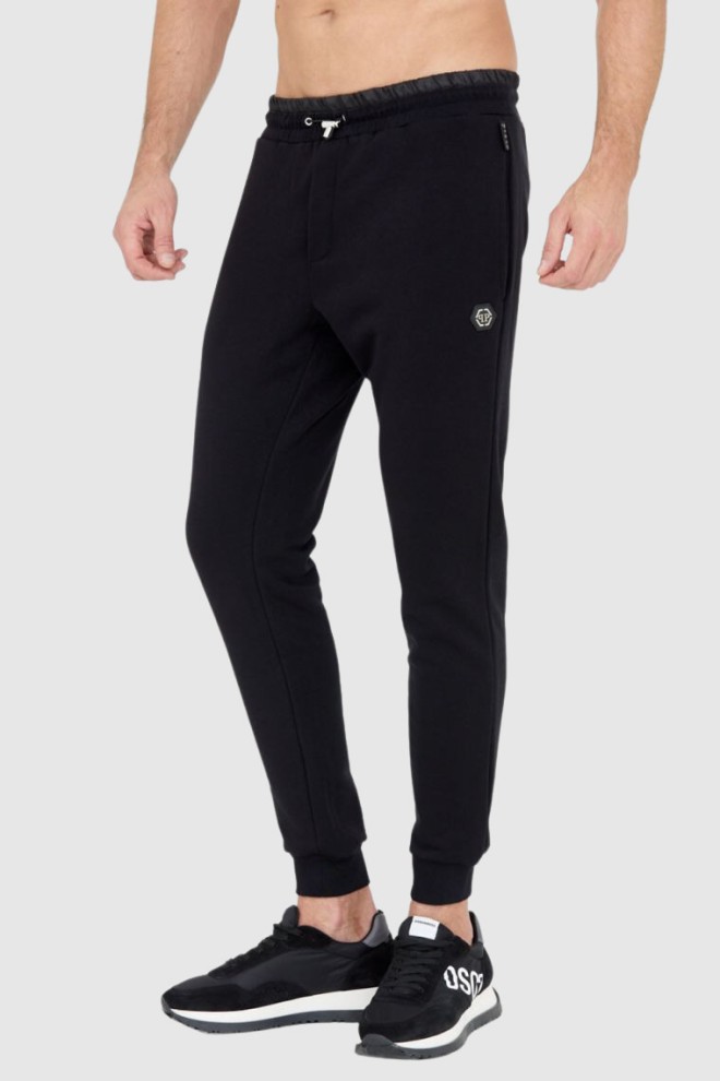 PHILIPP PLEIN Black men's hexagon sweatpants