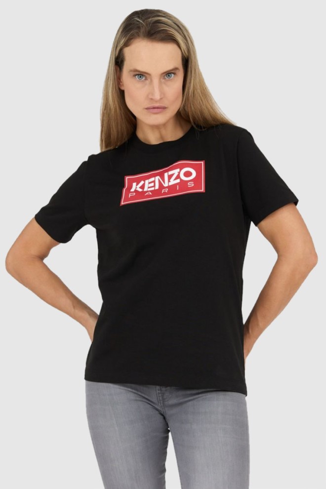 KENZO Tricou negru pentru femei cu logo roșu