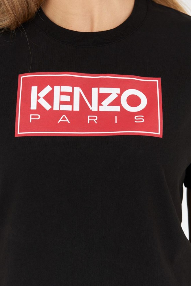 KENZO Tricou negru pentru femei cu logo roșu