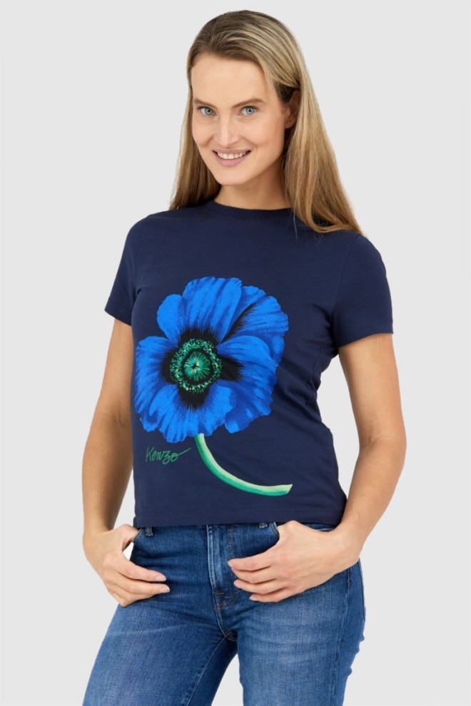Tricou KENZO pentru femei, albastru marin, cu mac