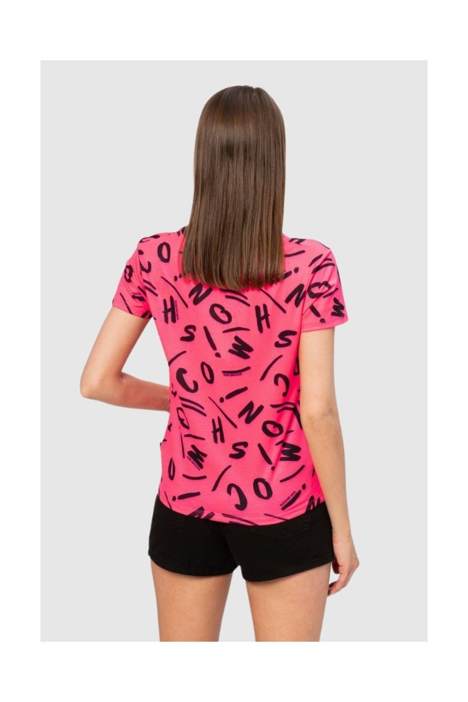 MOSCHINO Pink t-shirt with black letters