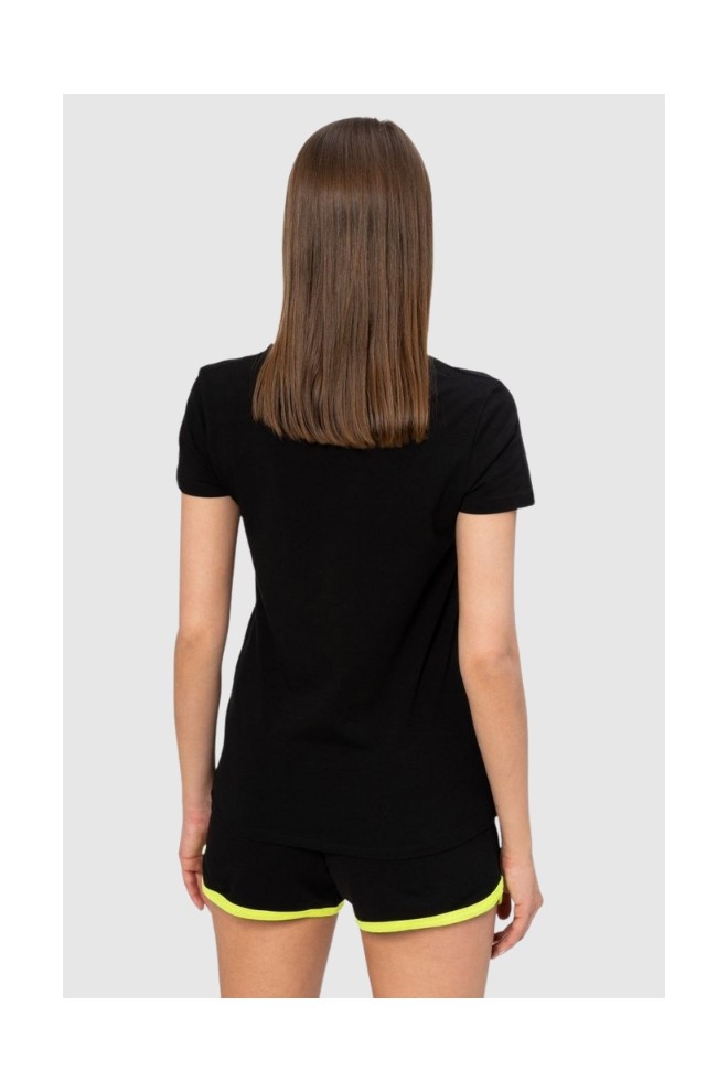 MOSCHINO Tricou negru pentru femei cu logo neon