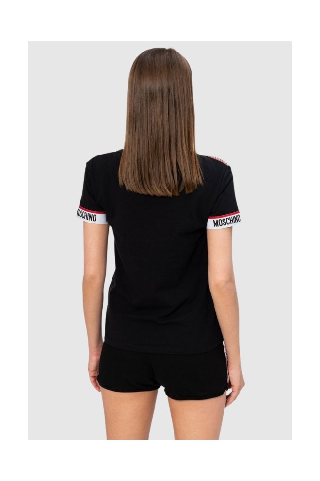 MOSCHINO Black t-shirt with logo pennons