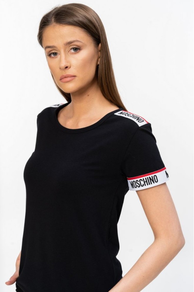 MOSCHINO Black t-shirt with logo pennons