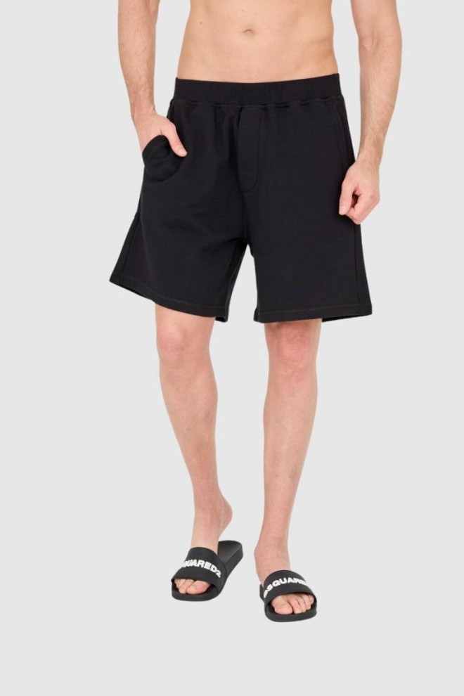 DSQUARED2 Pantaloni scurți negri din bumbac pentru bărbați