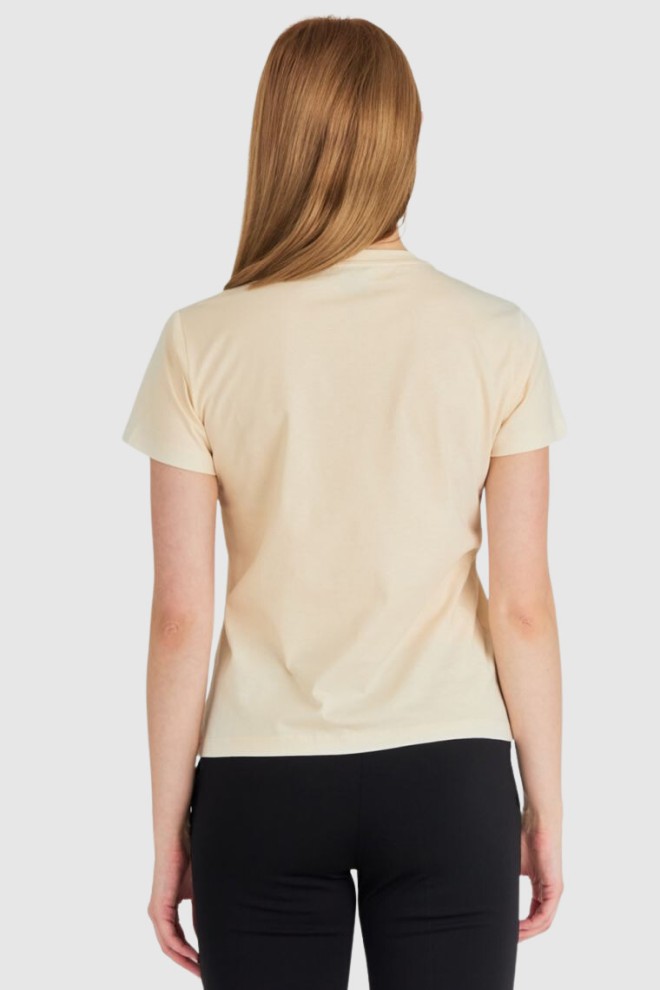 PINKO Beige women's sequin logo t-shirt