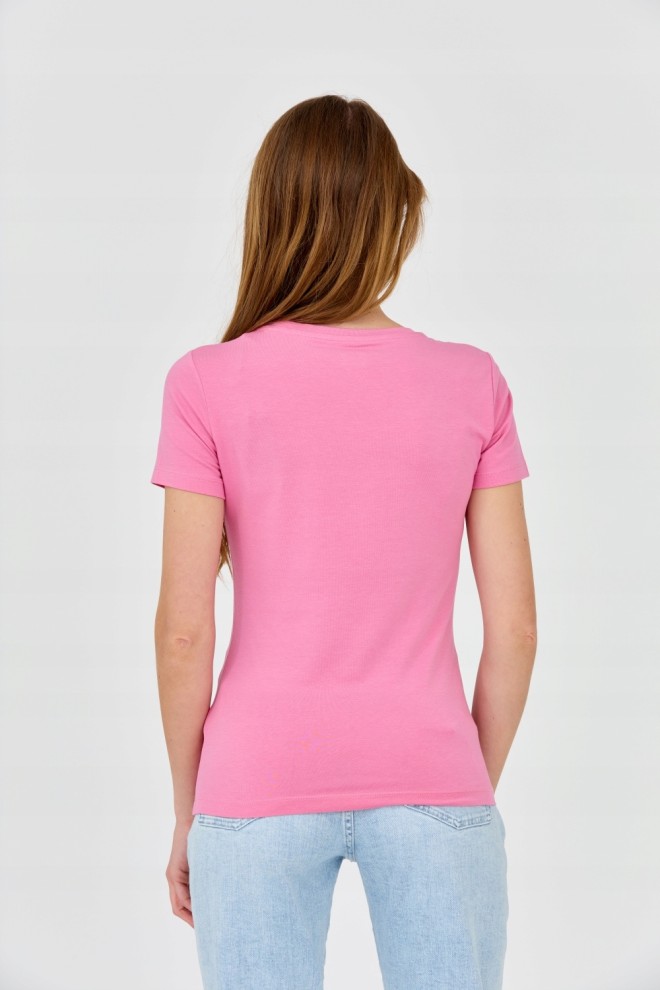 EA7 Women's pink t-shirt with logo in the middle