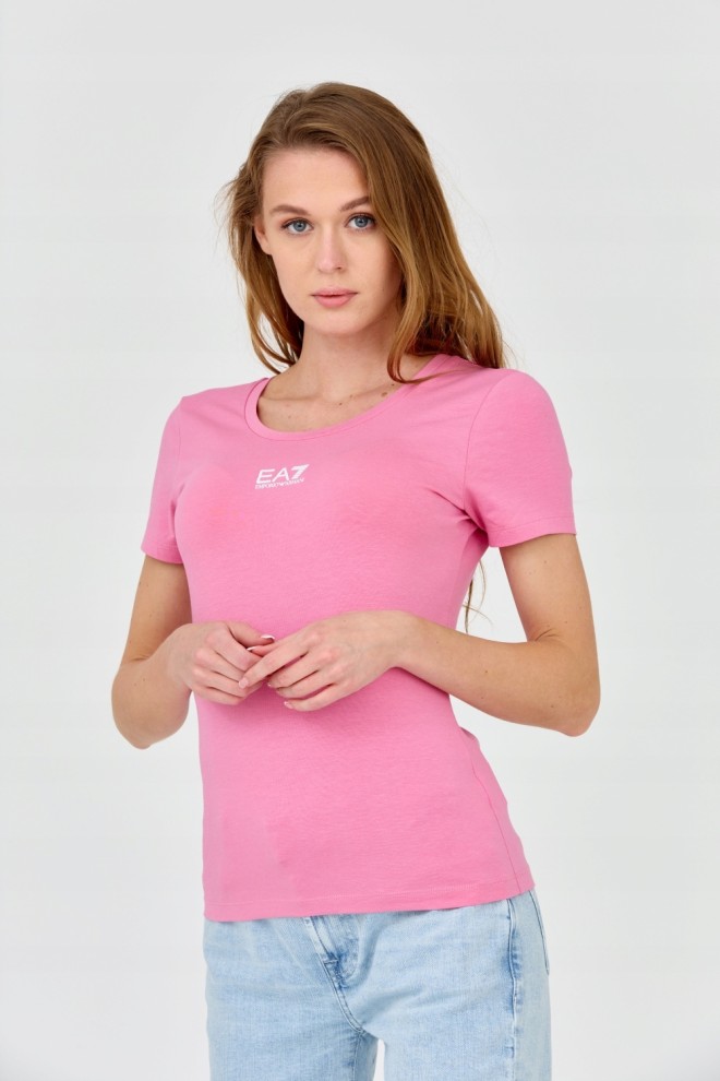 EA7 Women's pink t-shirt with logo in the middle