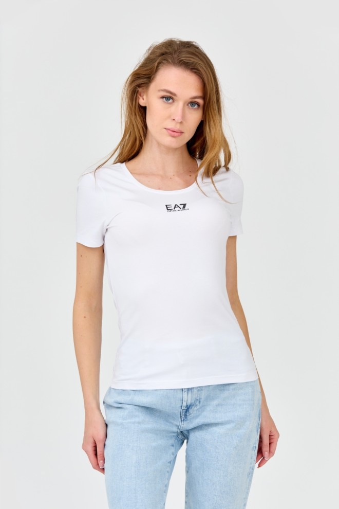 EA7 Women's white t-shirt with logo in the middle