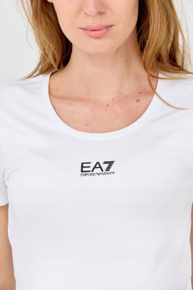 EA7 Women's white t-shirt with logo in the middle