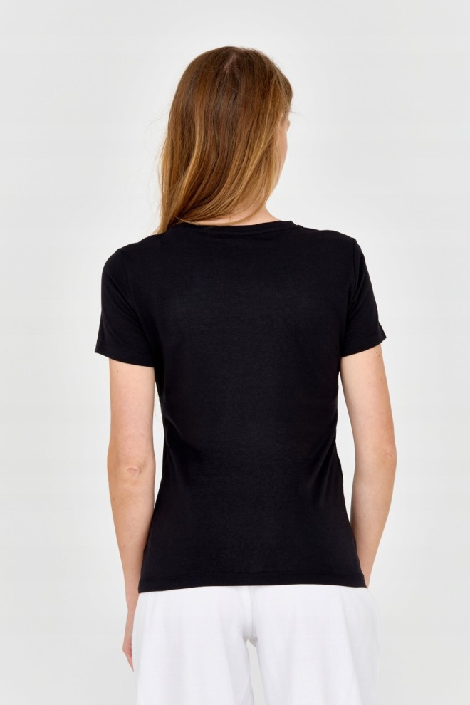 EA7 Women's black t-shirt with logo in the middle