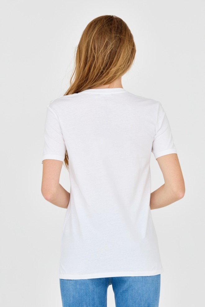 BALMAIN White women's t-shirt with buttons