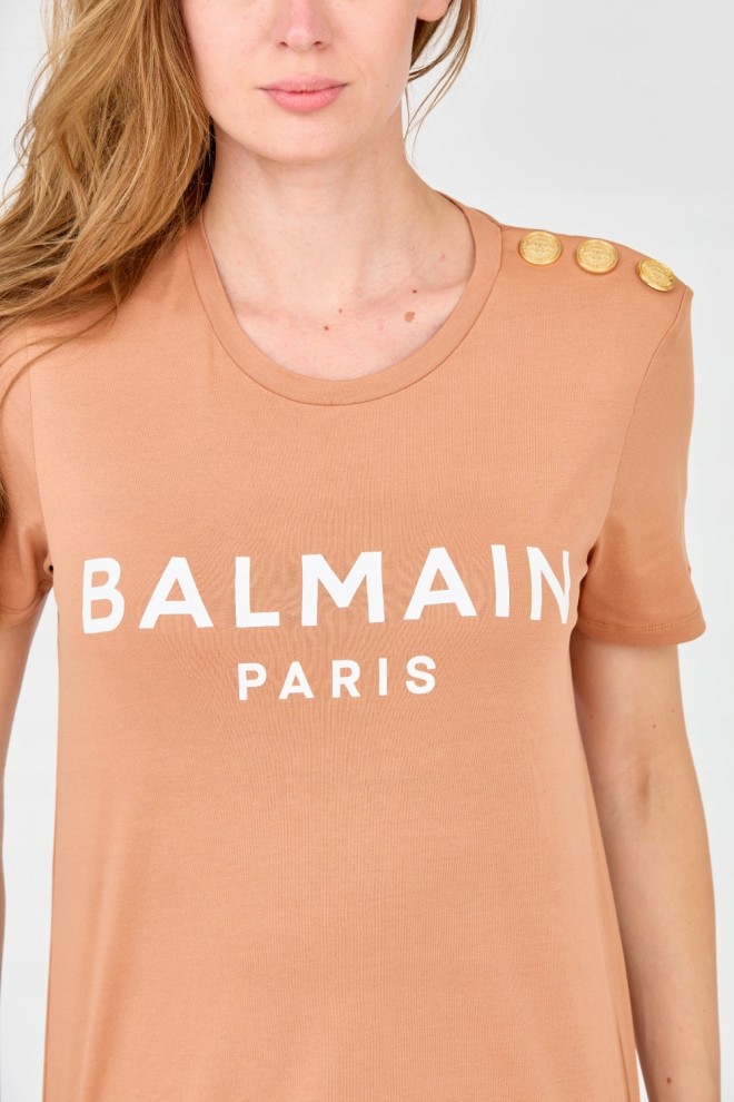 BALMAIN Brown women's t-shirt with buttons