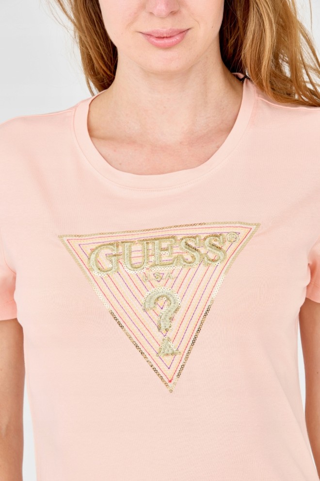 GUESS Women's t-shirt with large embellished logo