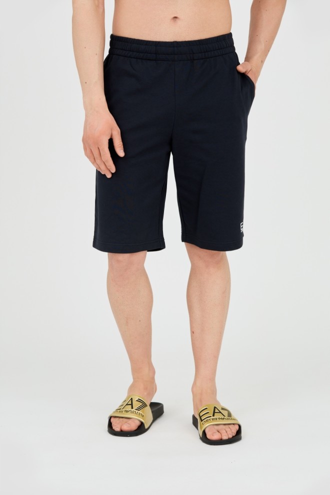 EA7 Men's navy blue shorts with white logo