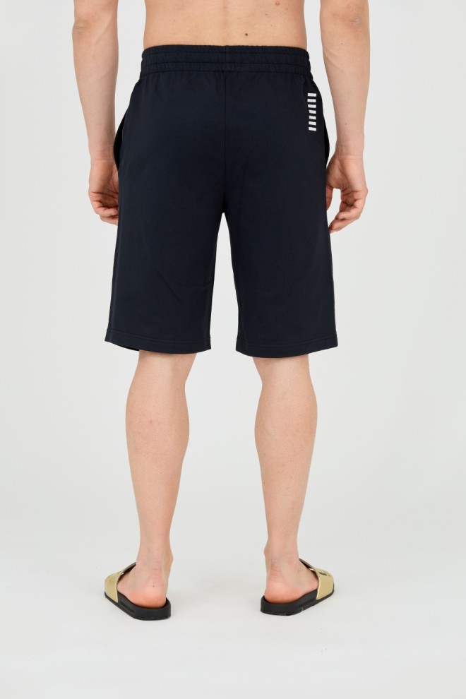 EA7 Men's navy blue shorts with white logo