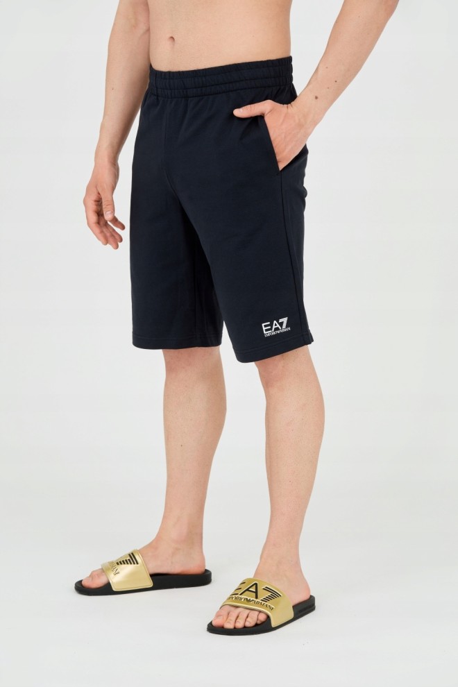 EA7 Men's navy blue shorts with white logo