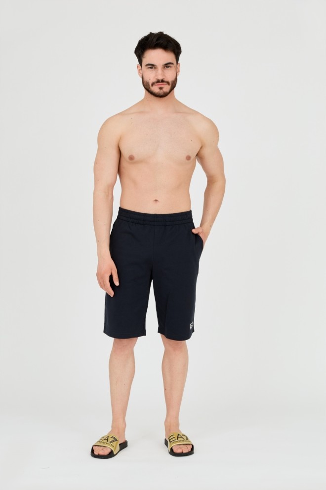 EA7 Men's navy blue shorts with white logo