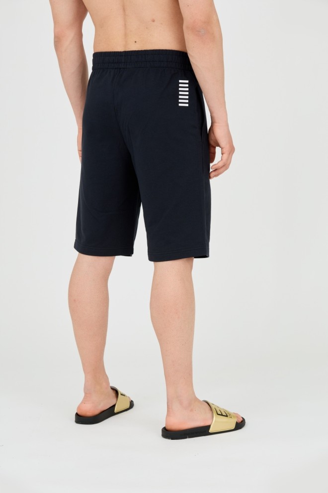 EA7 Men's navy blue shorts with white logo