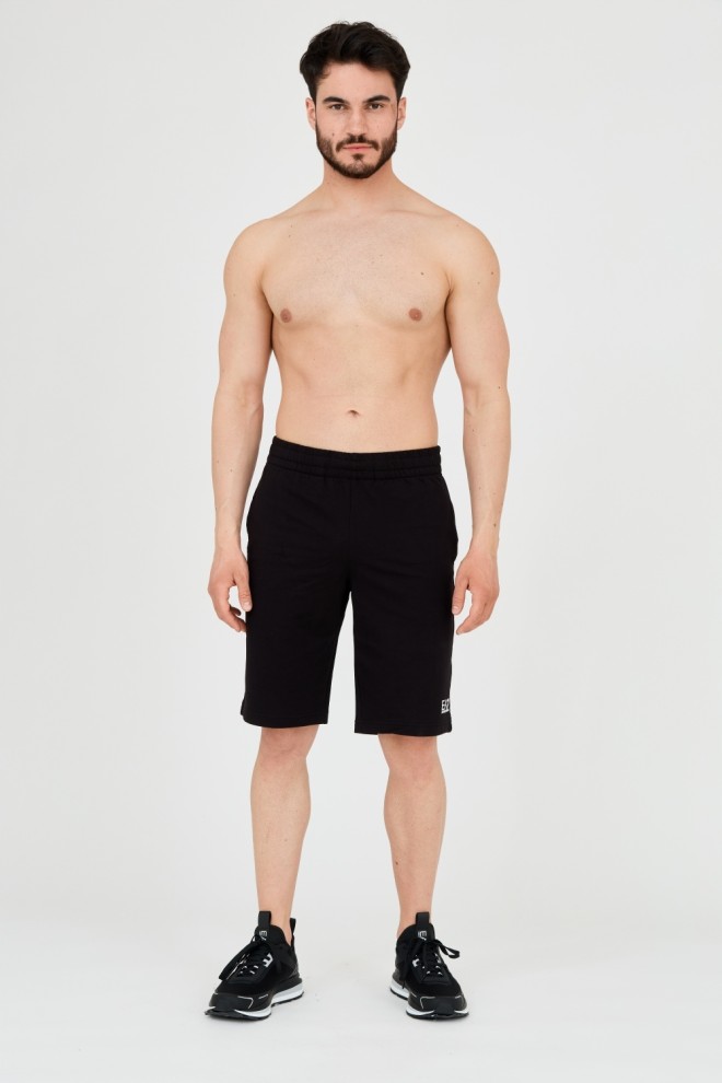 EA7 Black men's shorts with white logo