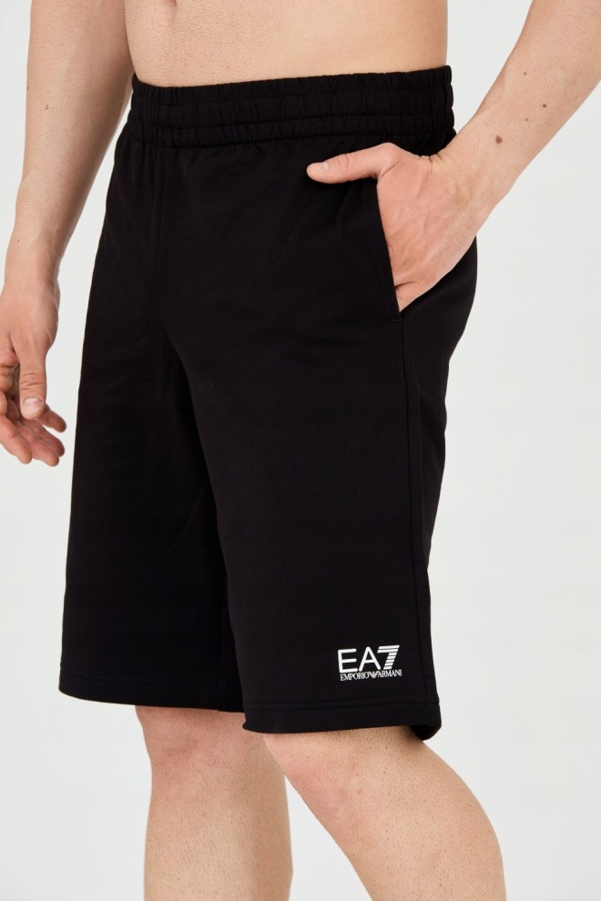 EA7 Black men's shorts with white logo