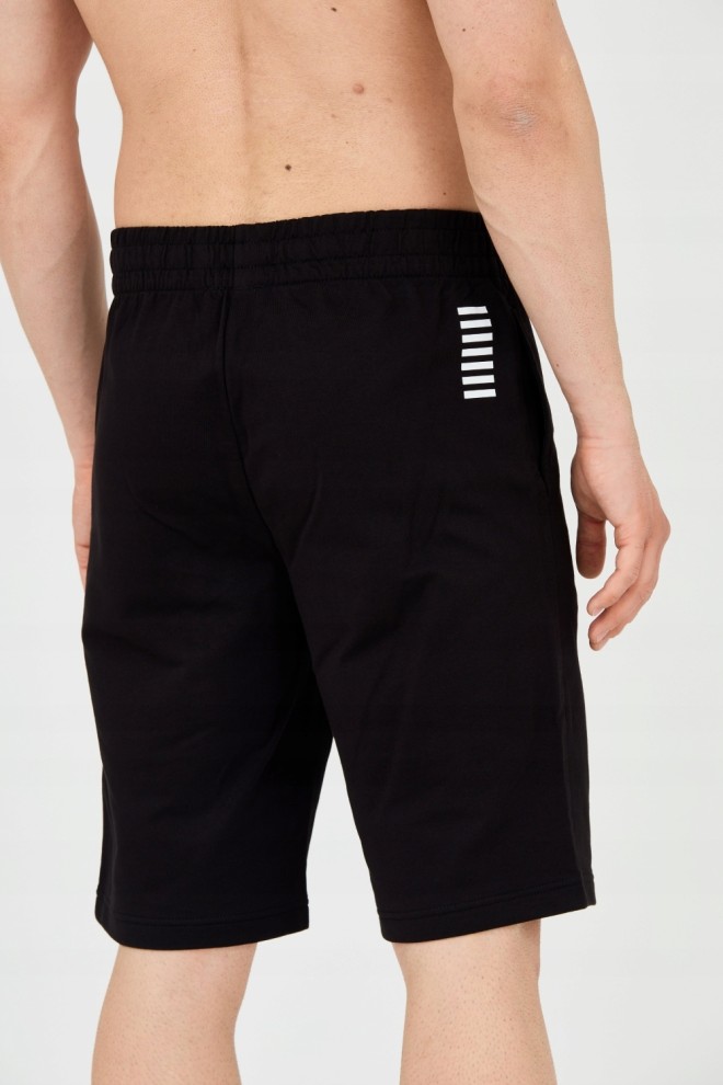 EA7 Black men's shorts with white logo