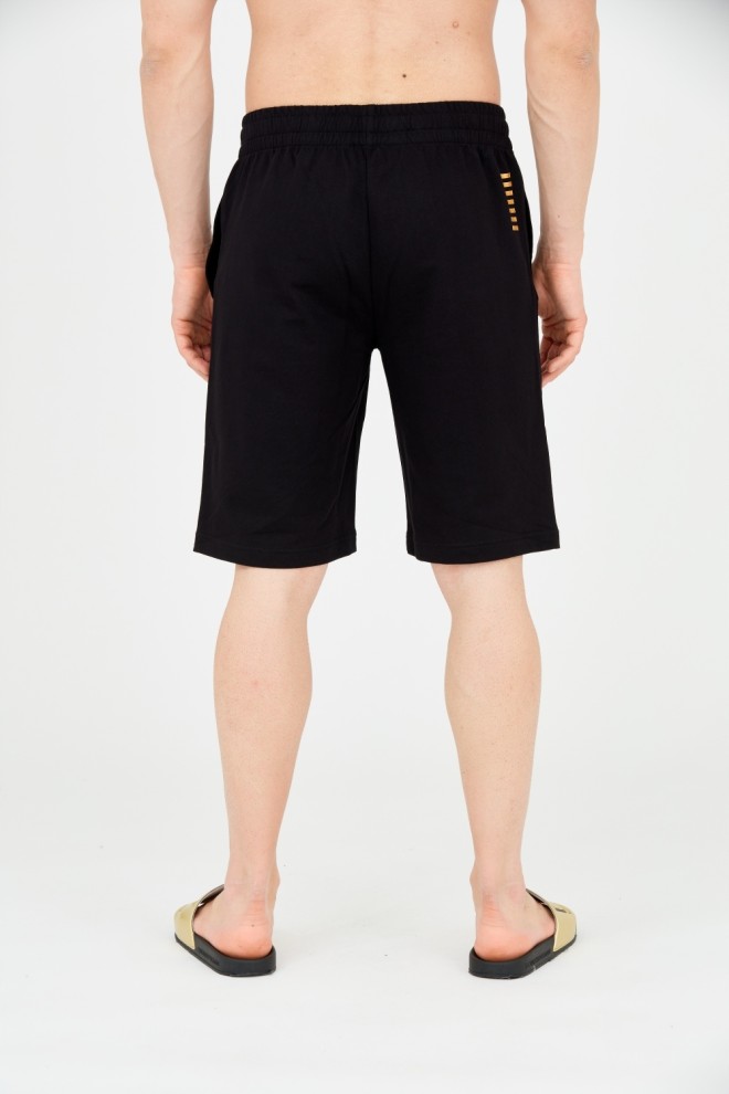 EA7 Black men's shorts with gold logo