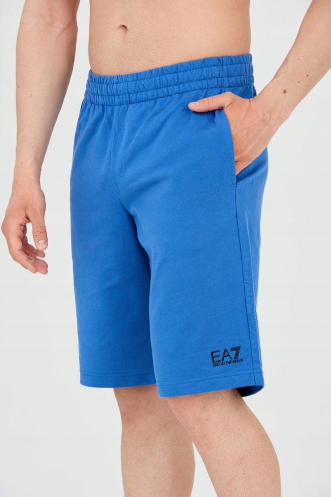 EA7 Blue men's shorts with small logo