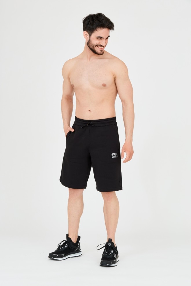 EA7 Men's black short shorts with patch