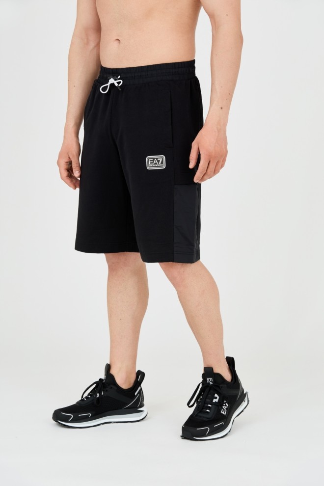 EA7 Men's black shorts with inserts