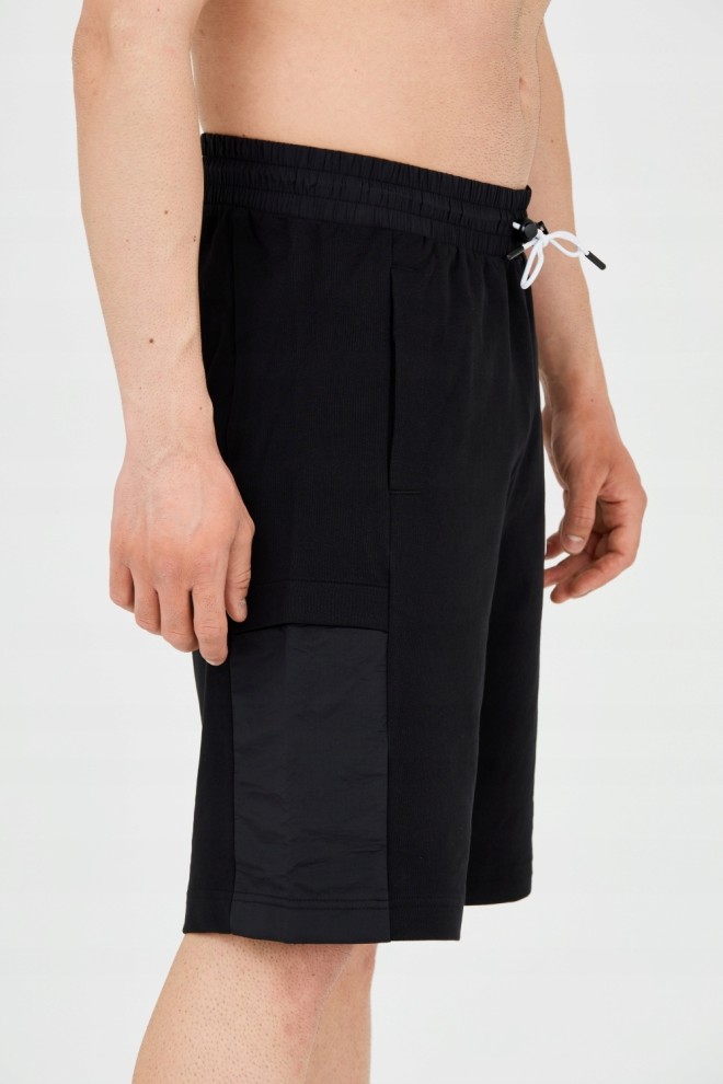 EA7 Pantaloni scurți negri pentru bărbați cu inserții