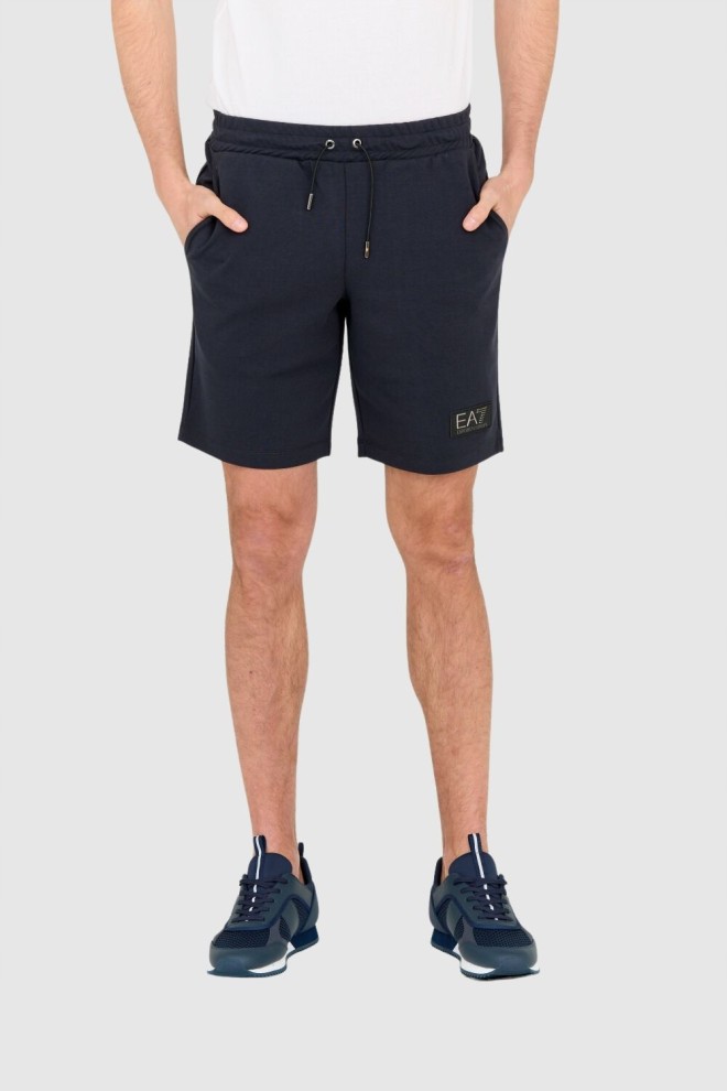 EA7 Navy blue men's sweat shorts